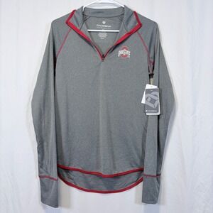 Colosseum Ohio State Buckeyes Quarter Zip Pullover Gray Red Thumbholes Medium